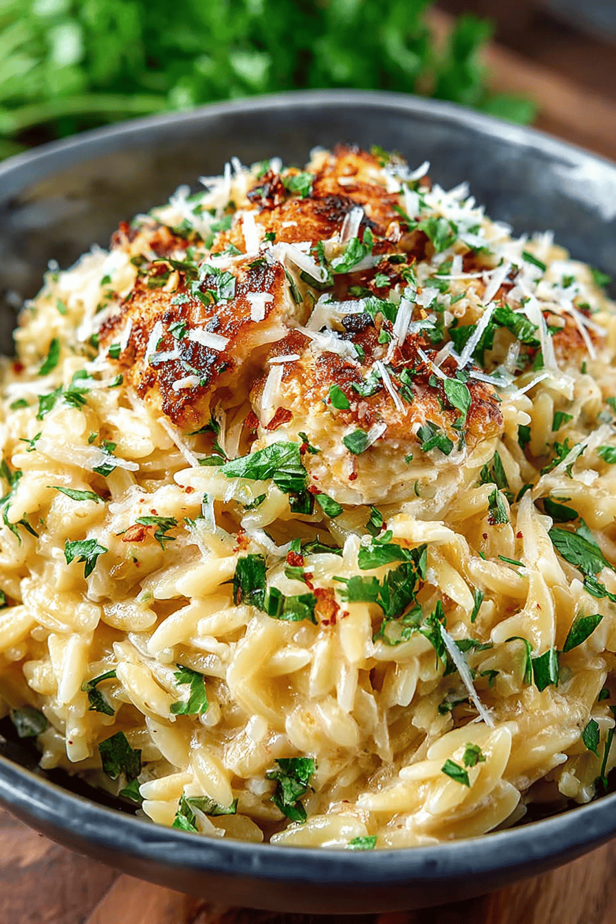 Creamy Garlic Parmesan Orzo