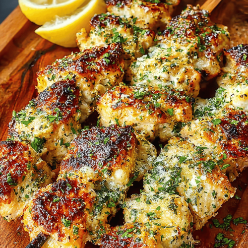 Garlic Parmesan Chicken Skewers