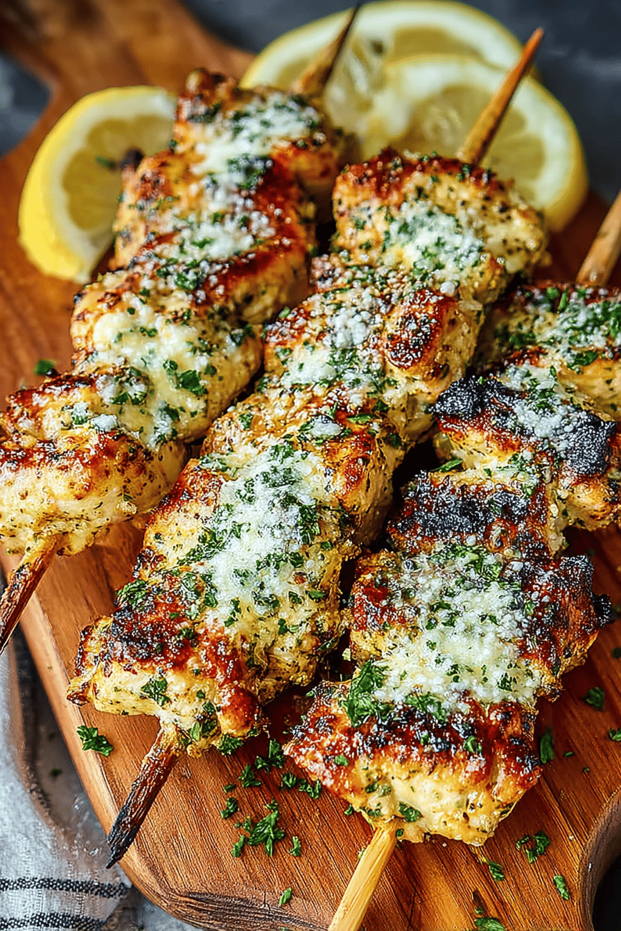 Garlic Parmesan Chicken Skewers