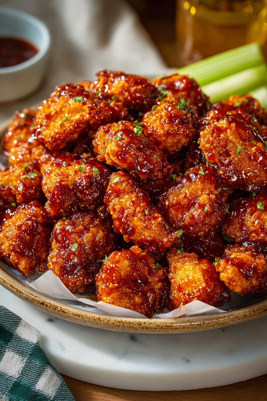 Delish Baked Honey BBQ Popcorn Chicken