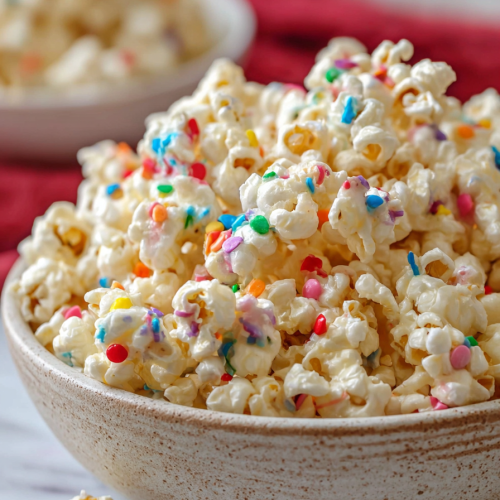 Delish Birthday Cake Popcorn Treats