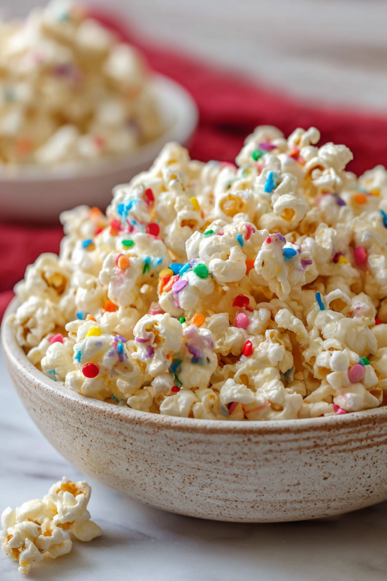 Delish Birthday Cake Popcorn Treats