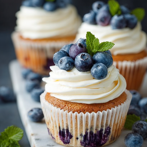 Delish Blueberry Cupcakes with Cream Cheese Frosting