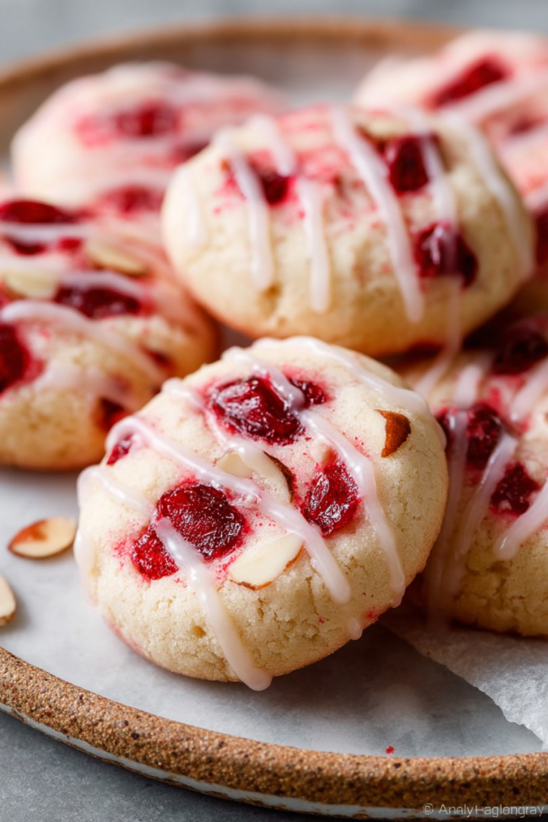 Delish Cherry Almond Shortbread Cookies