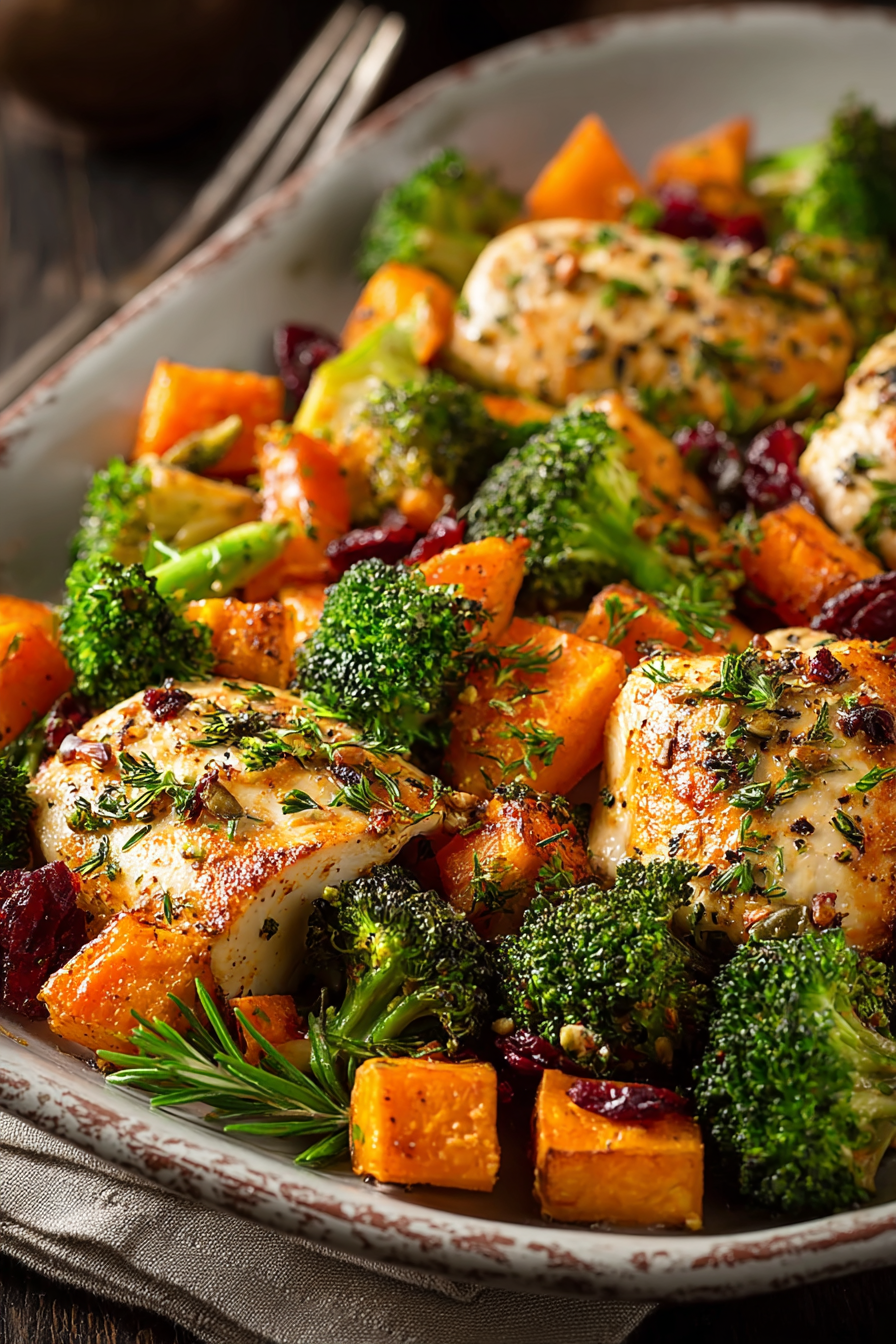 Delish Chicken Broccoli Sweet Potato Sheet Pan Dinner