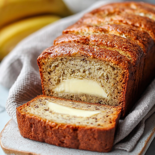 Delish Cream Cheese Filled Banana Bread