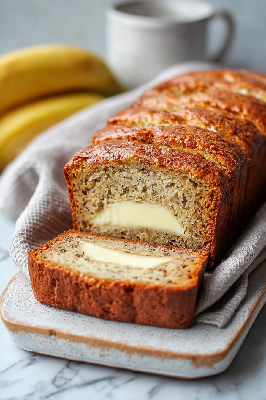 Delish Cream Cheese Filled Banana Bread