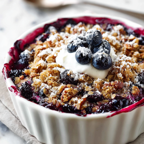 Delish Easy Oat Pecan Blueberry Crisp