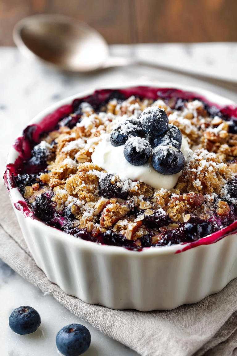 Delish Easy Oat Pecan Blueberry Crisp