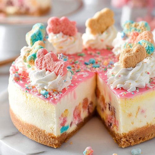 Delish Frosted Animal Cookie Cheesecake