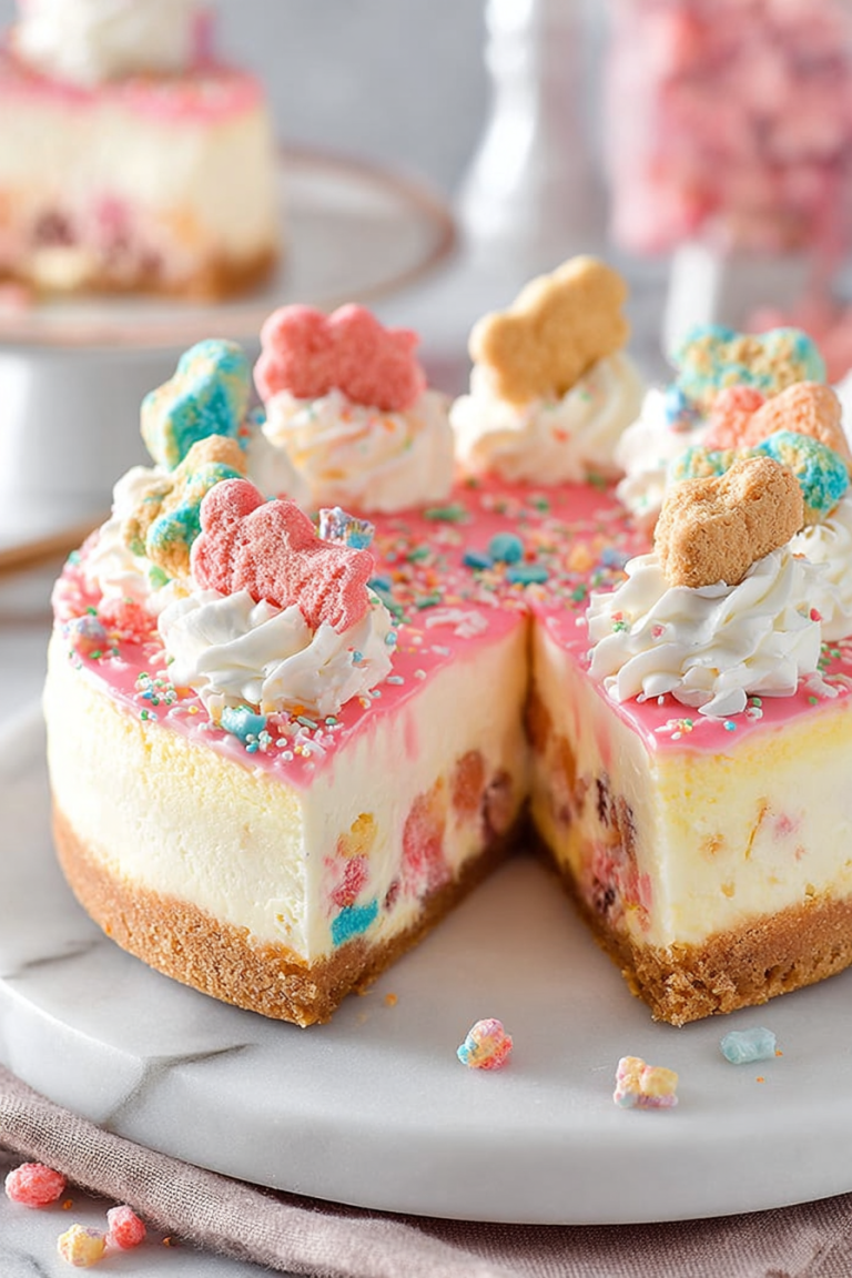 Delish Frosted Animal Cookie Cheesecake