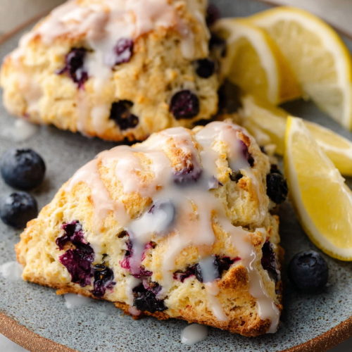 Delish Glazed Lemon Blueberry Scones
