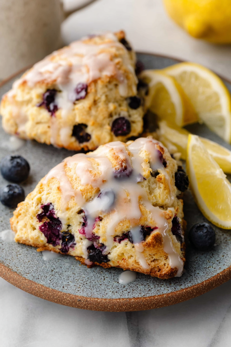 Delish Glazed Lemon Blueberry Scones