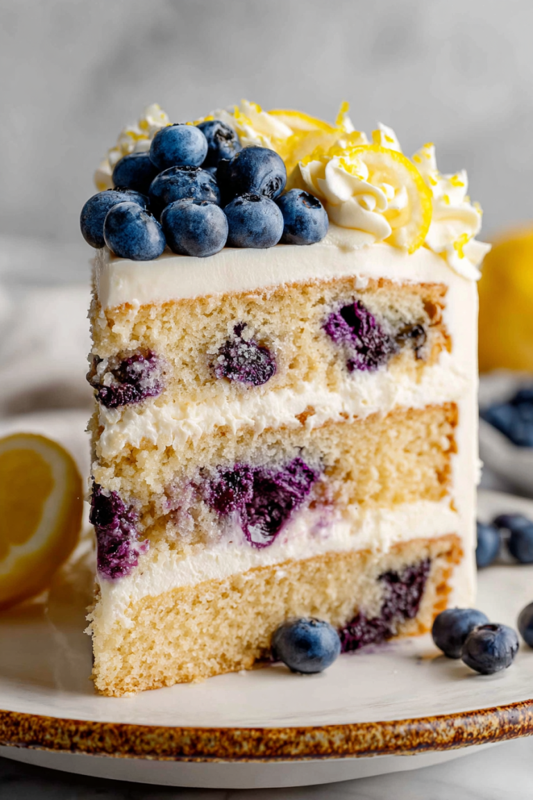 Delish Lemon Blueberry Layer Cake
