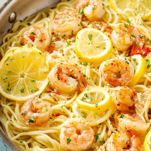 Delish Lemon Butter Garlic Shrimp Pasta