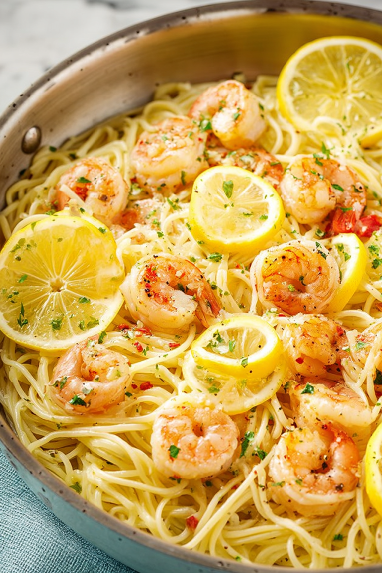 Delish Lemon Butter Garlic Shrimp Pasta