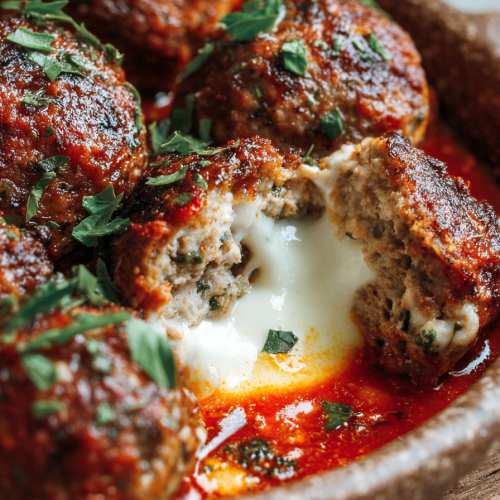 Delish Mozzarella Stuffed Meatballs