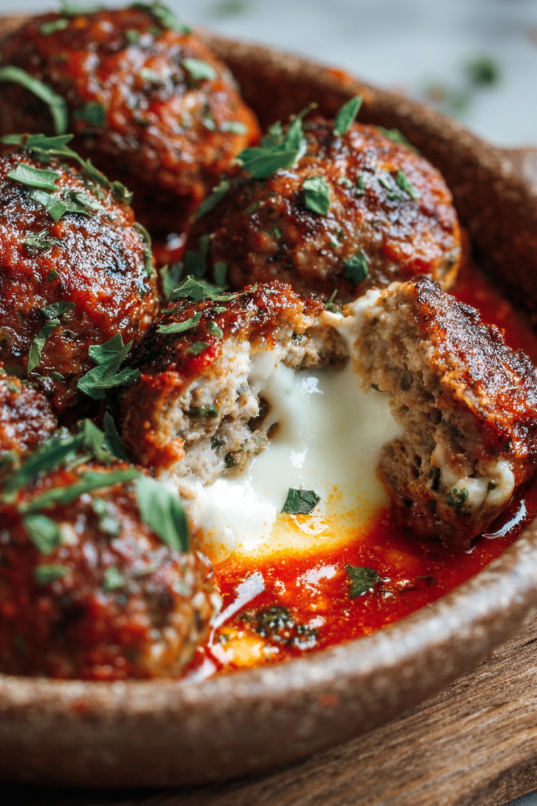 Delish Mozzarella Stuffed Meatballs