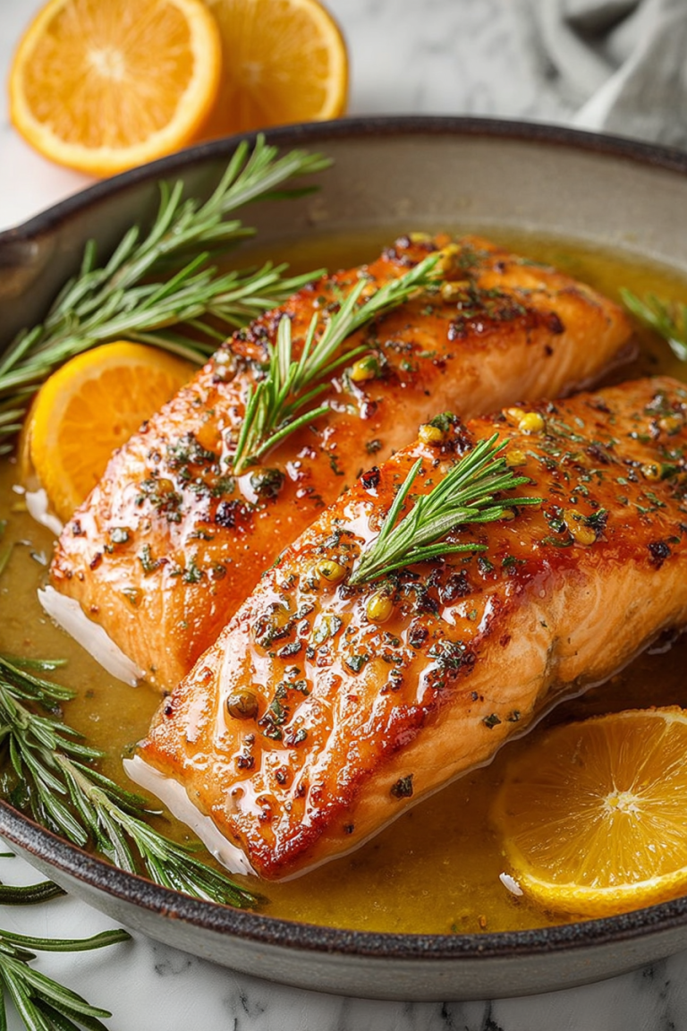 Delish Orange Rosemary Glazed Salmon