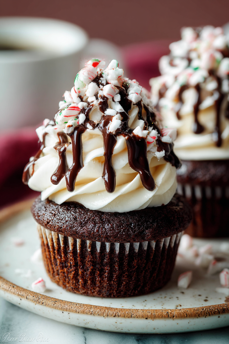 Delish Peppermint Mocha Cupcakes