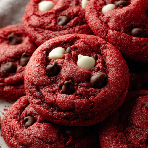 Delish Red Velvet Chocolate Chip Cookies