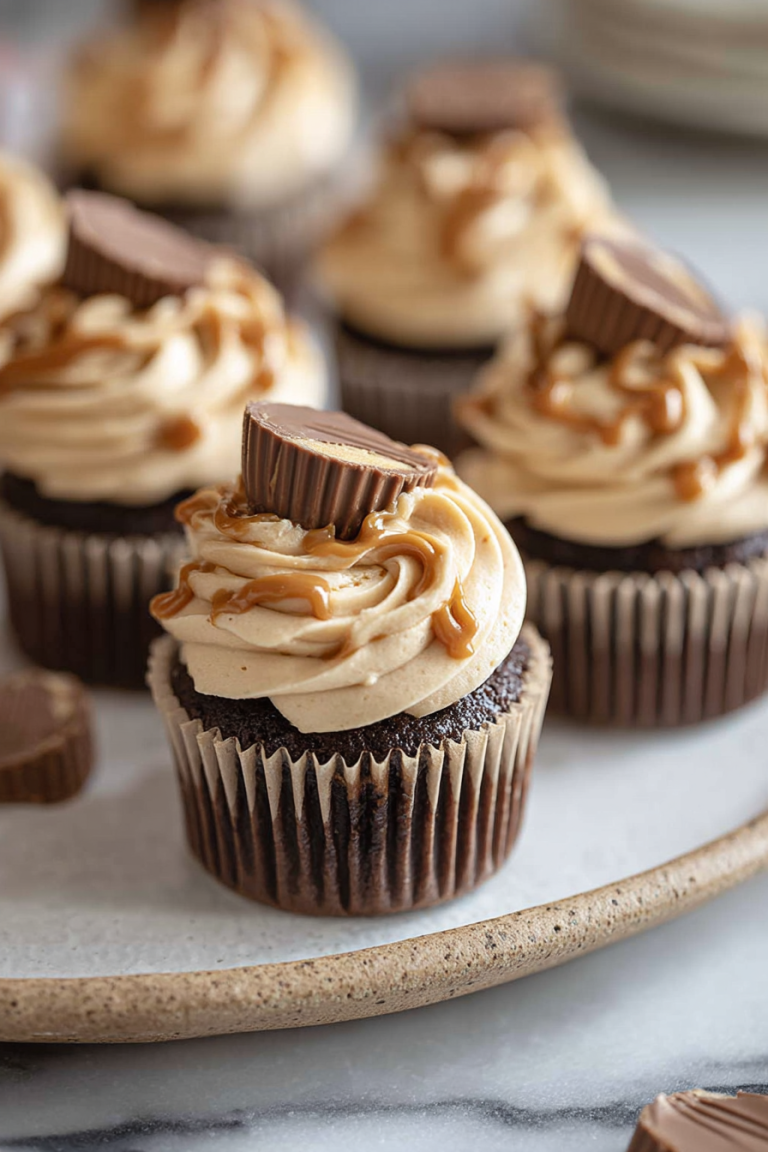 Delish Reese's Peanut Butter Cup Cupcakes