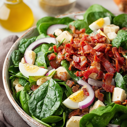 Delish Spinach Salad with Warm Bacon Dressing