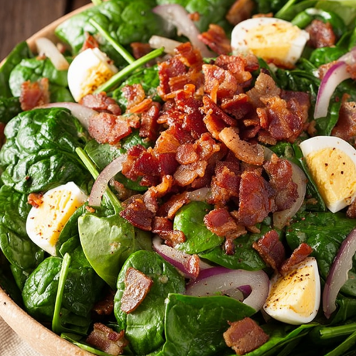 Delish Spinach Salad with Warm Bacon Dressing