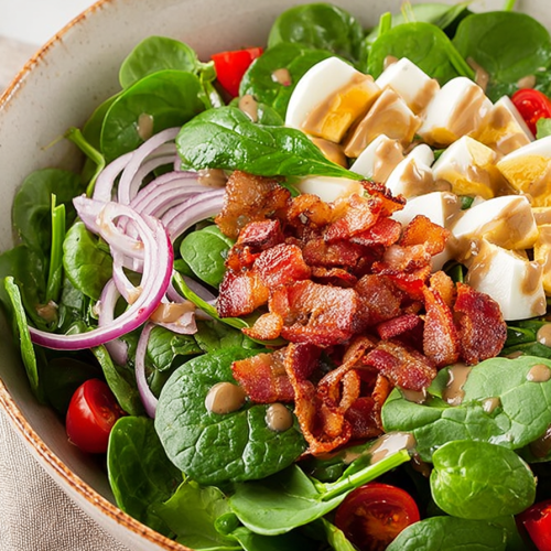 Delish Spinach Salad with Warm Bacon Dressing