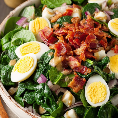Delish Spinach Salad with Warm Bacon Dressing