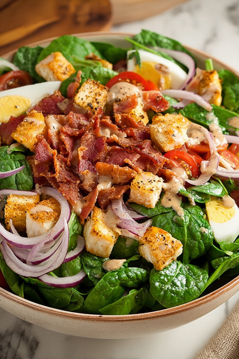 Delish Spinach Salad with Warm Bacon Dressing