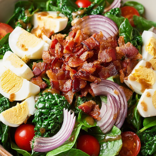 Delish Spinach Salad with Warm Bacon Dressing
