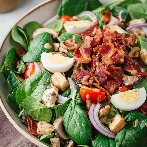 Delish Spinach Salad with Warm Bacon Dressing