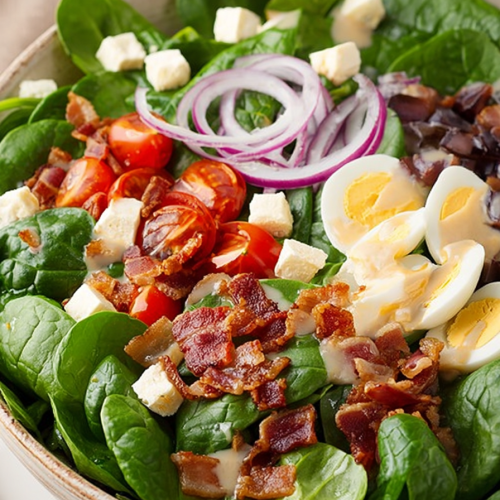 Delish Spinach Salad with Warm Bacon Dressing