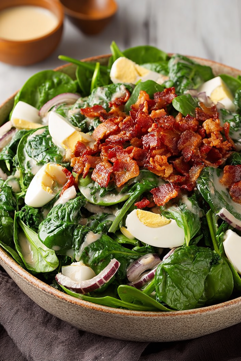Delish Spinach Salad with Warm Bacon Dressing