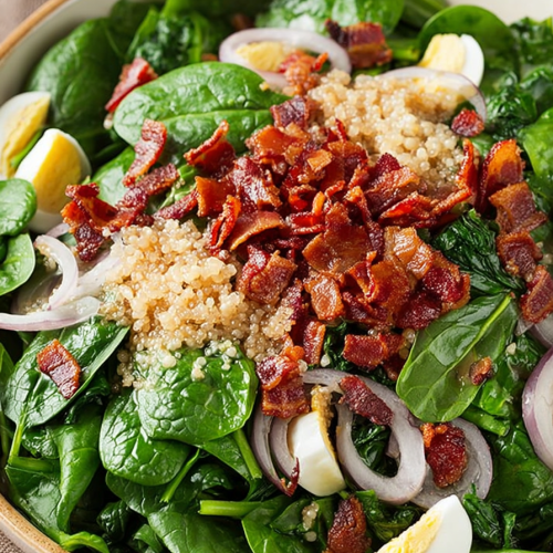 Delish Spinach Salad with Warm Bacon Dressing