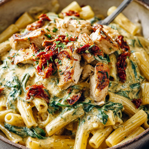 Delish Sun-Dried Tomato Chicken Florentine Pasta