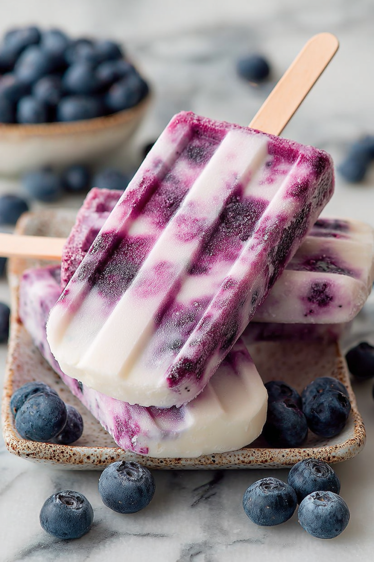 Easy 3-Ingredient Blueberry Yogurt Popsicles