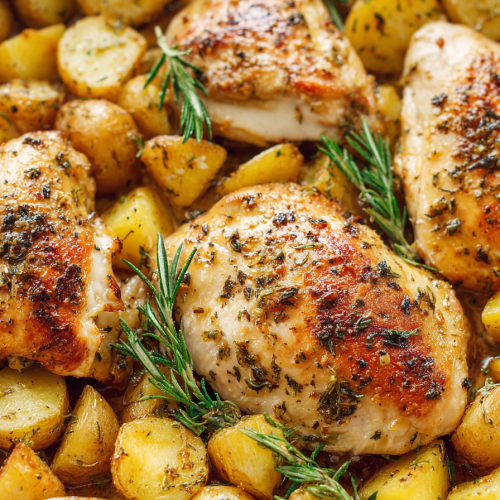 Easy Baked Butter Herb Chicken and Potatoes