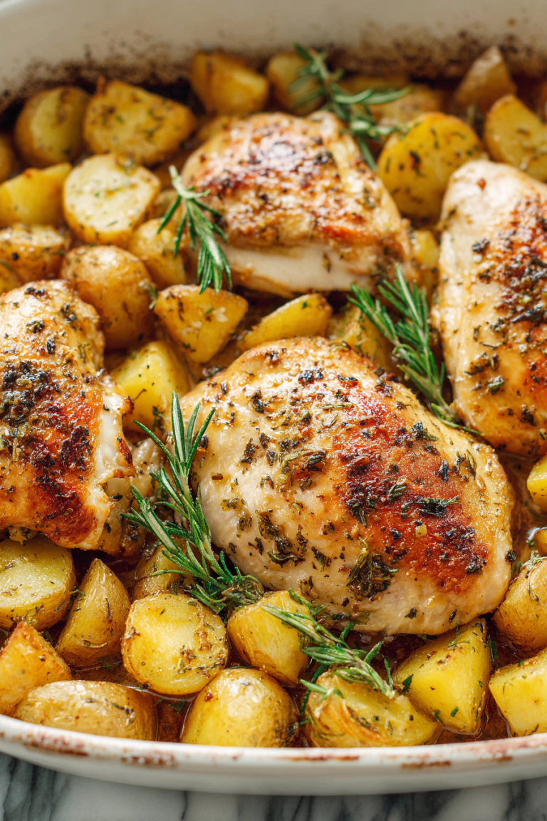 Easy Baked Butter Herb Chicken and Potatoes