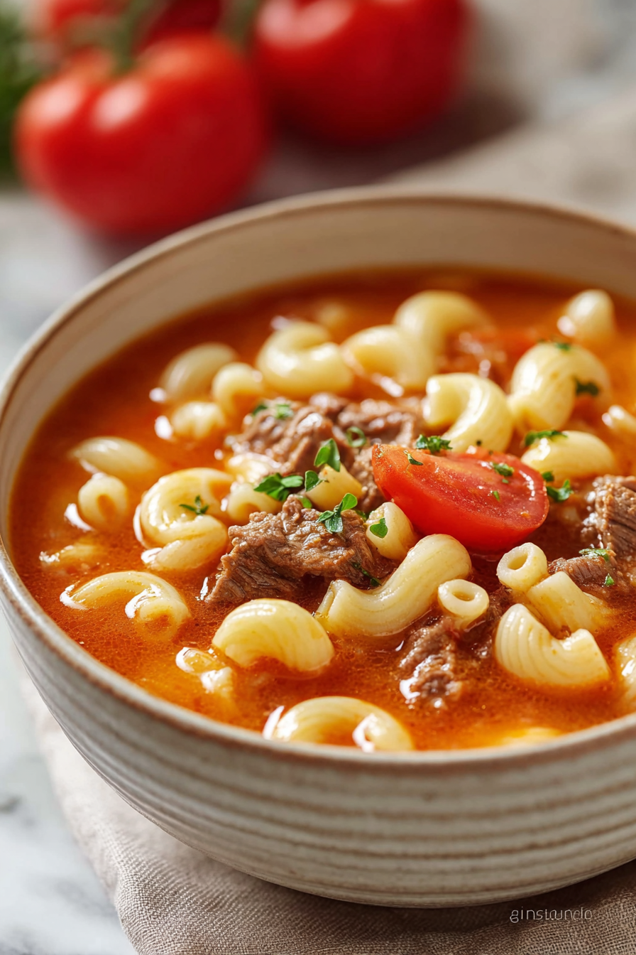 Easy Beef Tomato Macaroni Soup Recipes