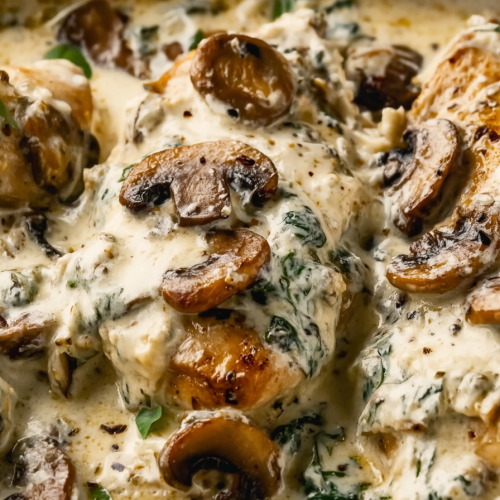 Easy Creamy Parmesan Garlic Mushroom Chicken