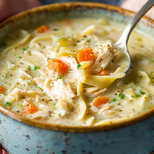 Easy Lightened Creamy Chicken Noodle Soup