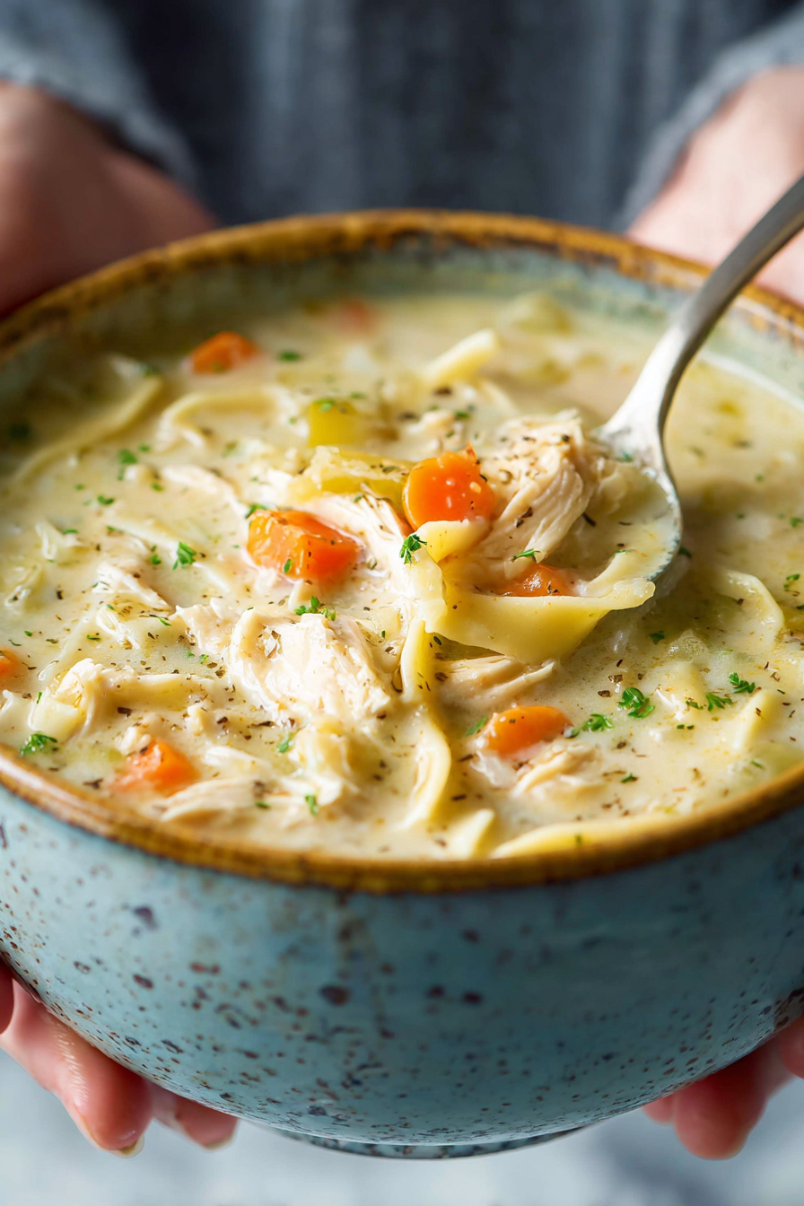 Easy Lightened Creamy Chicken Noodle Soup
