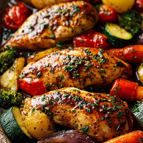 Easy One Pan Balsamic Chicken and Veggies