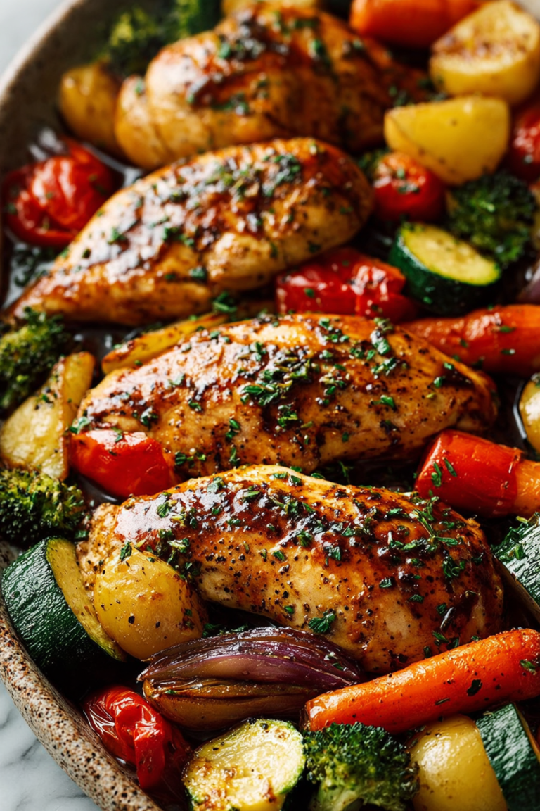 Easy One Pan Balsamic Chicken and Veggies