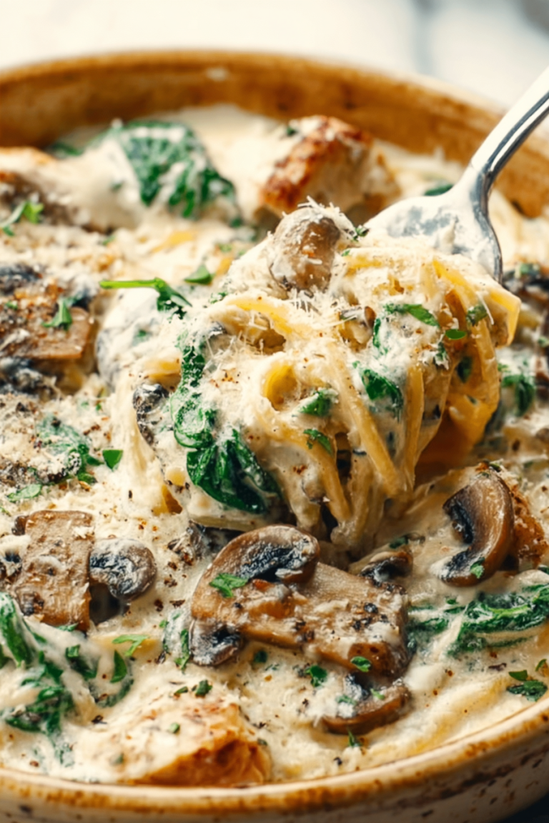 Easy One-Pot Creamy Chicken Mushroom Florentine