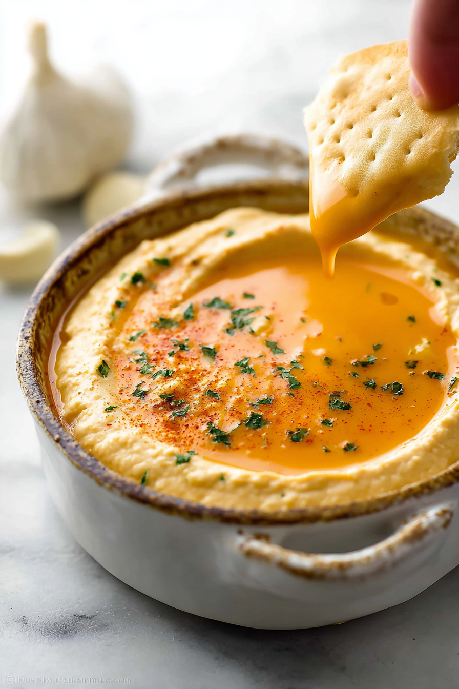 Easy Roasted Garlic Parmesan Hummus