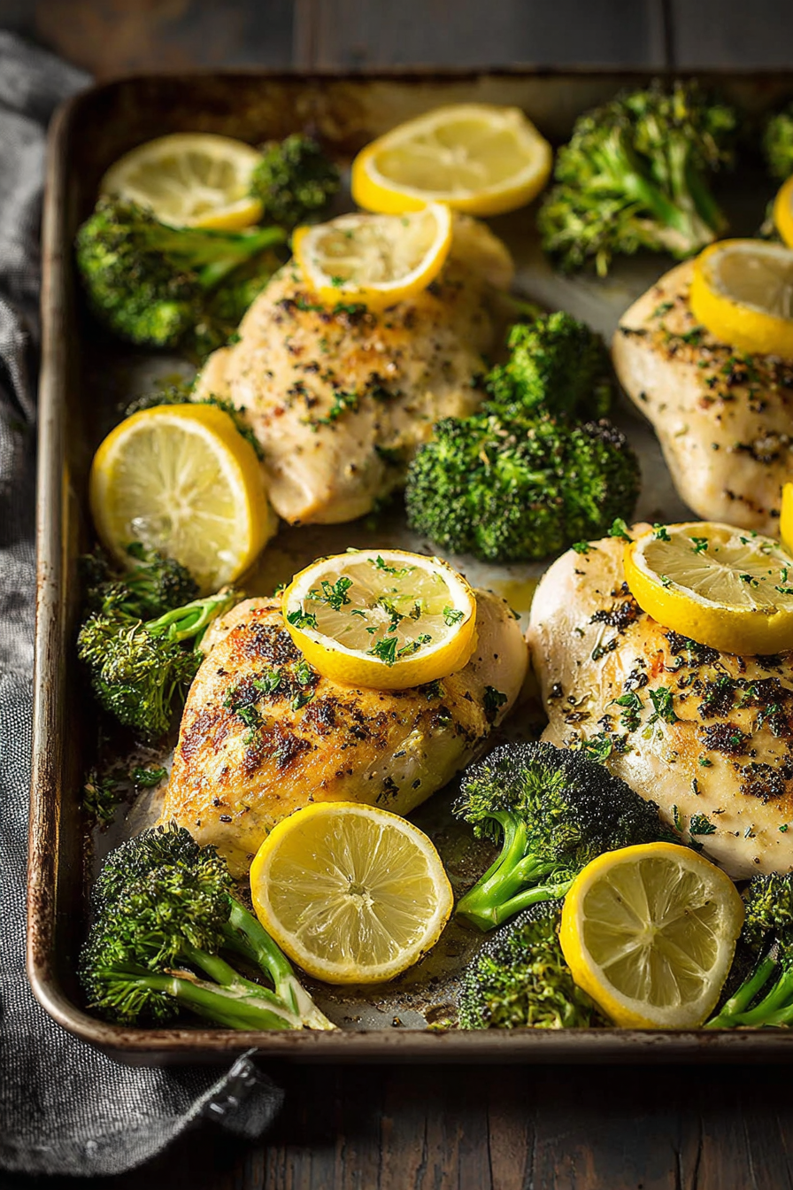 Easy Sheet Pan Lemon Chicken with Parmesan Roasted Broccoli
