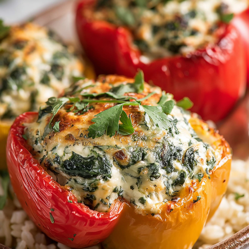 Easy Spinach Ricotta Stuffed Peppers